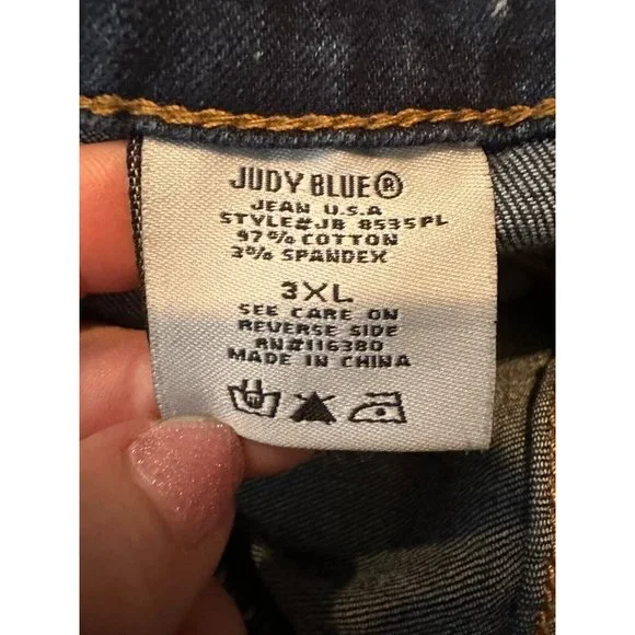 Judy Blue Stretchy Distressed Denim Jeans Acid Wash Light Blue Size 3XL #C5-10‎ - Picture 4 of 11